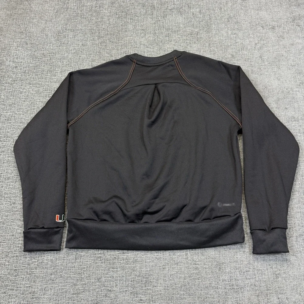 Miami Hurricanes Adidas Sweatshirt Men's M Black AEROREADY Crewneck NCAA